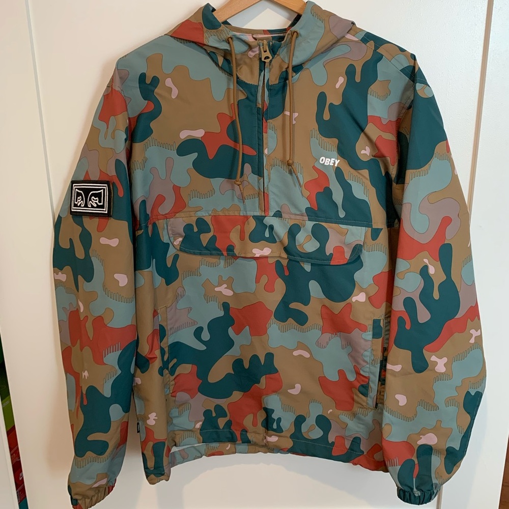 Obey Camo Quarter Zip Windbreaker